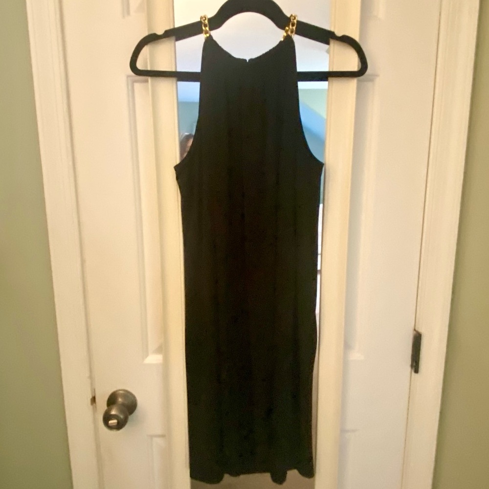 Michael Kors The Little Black Dress With Gold Chain Embellishment- Sz M